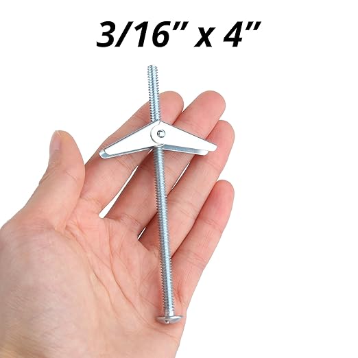 HASWARE Toggle Bolt Zinc Plated Steel and Wing Nut for Hanging Heavy Items on Drywall 3/16x4 (12 Pack)