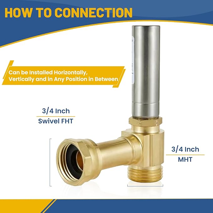 Water Hammer Arrestor,3/4 Inch Swivel FHT x 3/4 Inch MHT Stainless Steel Water Arrestor for Washing Machine Connection(10PACK,Angle Stainless Steel Arrestor)(HAMMER018-10Pack)