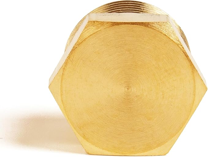 ChillWaves Brass Pipe Fitting, Outer Hex Head Socket Pipe Plug Fitting 1/8" NPT Male Thread Adapter(12-PACK)