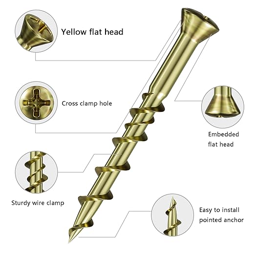 (50 pcs) Flat Head Drywall Anchors 2" Yellow Zinc, Bolt Anchor, Duty Hollow Wall Anchors