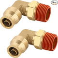3/8" Quick Push to Connect Fittings Brass 90 Degree Union Swivel Elbow Joint DOT Approved 3/8" Tube OD x 3/8" NPT Thread Air Brake Line Adapter Air Suspension Kit for Car Truck Trailers 2pcs
