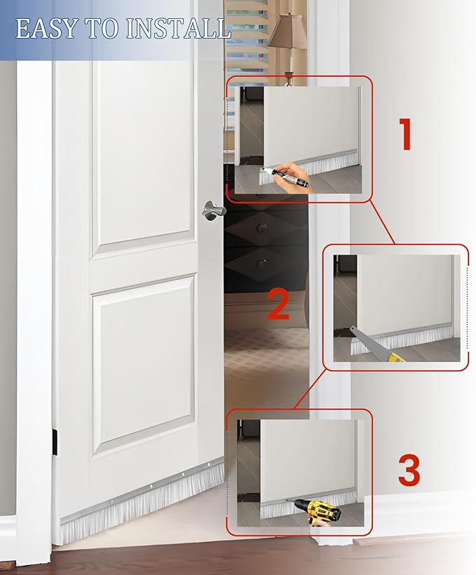 3 Set Door Brush Sweep – 2.80" x 39.3" CEPIA Garage Door Seal –White Roll Up & Exterior Door Sweep for Bottom Gap Protection (118 in / 3000 mm)