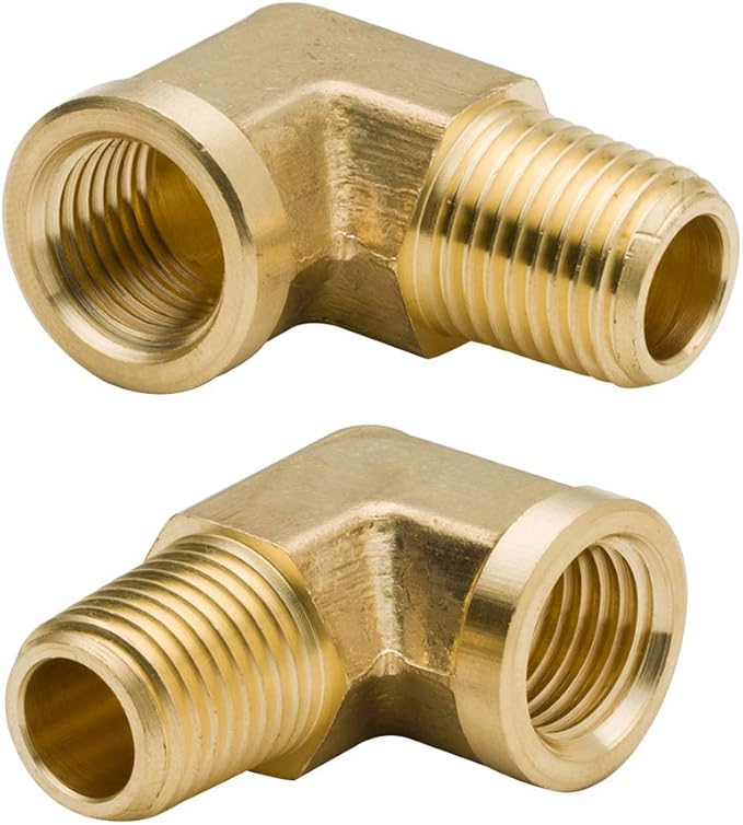 Legines 90 Degree Brass Street Elbow 3/8" NPT Male x 3/8" NPT Female Forged Pipe Fitting (Pack of 2)