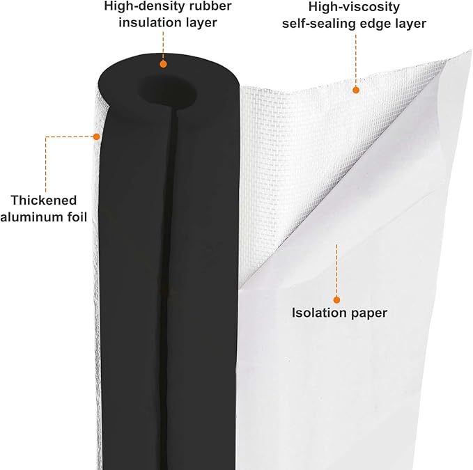 PATIKIL Pipe Insulation Foam Tube, 3.3FT Length Self Adhesive Pipe Freeze Protection Wrap with Aluminum Foil 1"(25MM) ID x 3cm Thickness for Outdoor Winter Irrigation