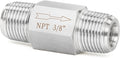ChillWaves 304 Stainless Steel In-Line Siamese Check Valve 3/8" NPT Male Thread, One-Way Non-return Check Valve，Prevent Water Back-flow(1-PACK)