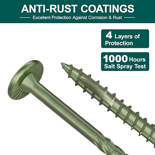#14 Heavy-Duty Wood Screws, Star Drive Deck Screws, Rust Resistant Timber Screws for Timber/Log/Landscaping Wood (6 Inch,100Pcs,Green)