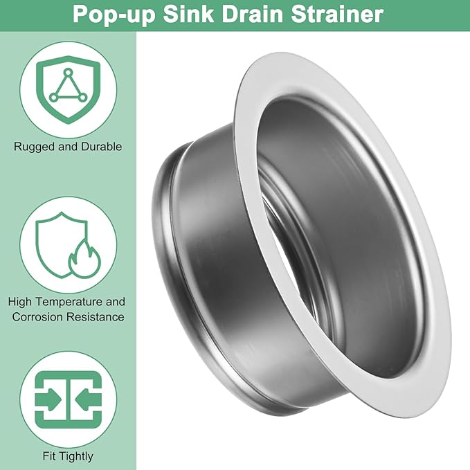 1-Pack Garbage Disposal Sink Flange, Kitchen Sink Replacement Accessories, Garbage Disposal Parts, Universal Flange Fit for 3-1/2 Inch Standard Sink Drain Hole [Silver]