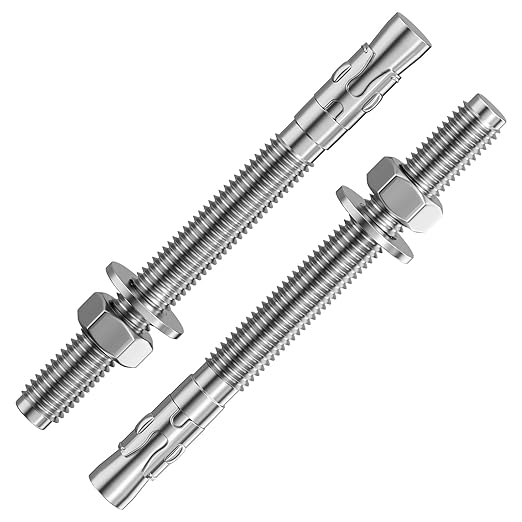 30Pcs 1/2x6 Inch Standard Fasteners for Heavy-Duty 304 Stainless Steel Wedge Anchors for Cement and Concrete