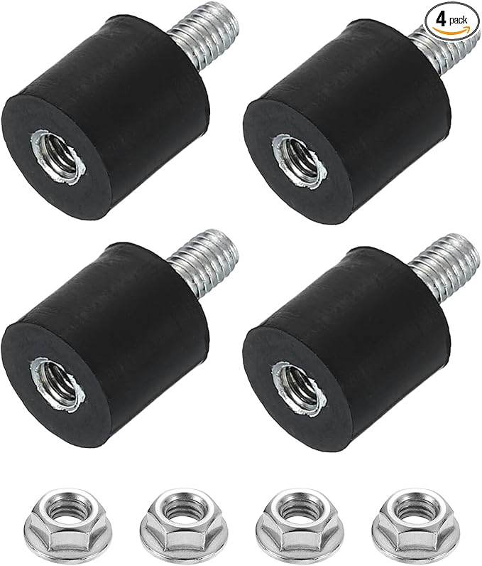 uxcell M3 Rubber Mounts, 4Pcs 8x8mm(DxH) Rubber Cylindrical Anti Vibration Isolator Shock Absorber with Lock Nuts for Car Bobbin Generator Air Compressors