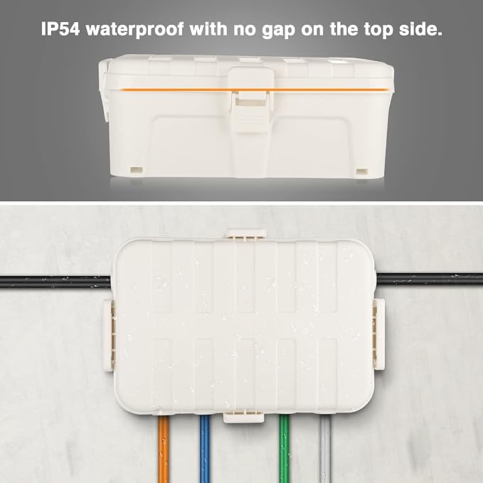 Flemoon 4-Piece Outdoor Waterproof Electrical Box Set – 12.5" x 8.5" x 5" Large Electrical Box & 3 pcs 7.1" x 2.3" x 2.3" Extension Cord Covers for Power Strips, Outlets, Holiday Lights, White