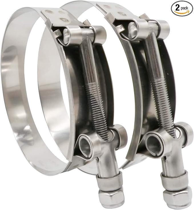 ROADFORMER 90mm - 98mm T-Bolt O.D. Hose Clamp - Working Range 3.54" - 3.86" for 3.75" Hose OD, Stainless Steel Bolt and Band, Floating Bridge and Nylon Insert Locknut (90mm - 98mm, 2 pack)