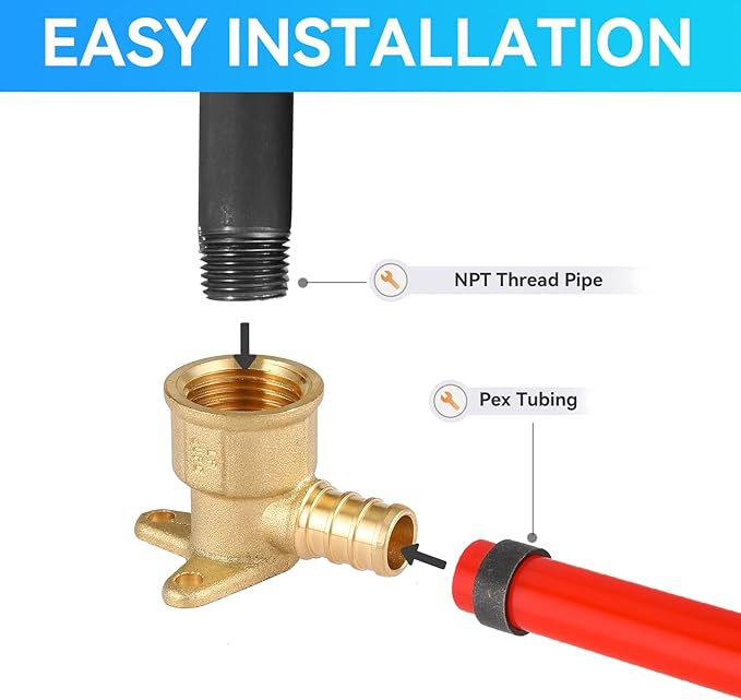 PEX Fittings, 1/2 Inch Female NPT Pex Drop Ear Elbow, Brass Fittings for Pex Pipe Connect(PEX1807159-20Pack)