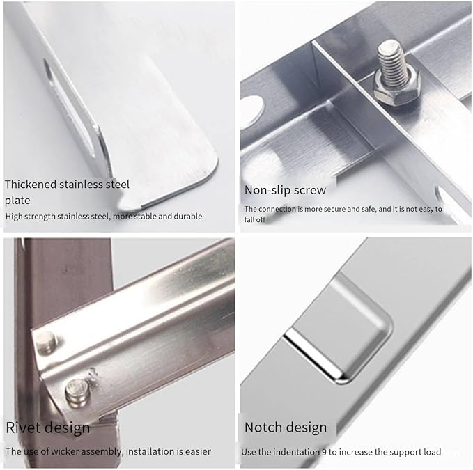 Mini Split Wall mounting Bracket Fits 9000-36000 BTU condensers Required mounting Screws Included Maximum Weight 600 lbs. 1.7 Thickness mm Stainless Steel Wall Mount Air Conditioner Bracket