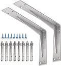 YUMORE Shelf Bracket Heavy Duty 12x8x2 in, 1/5IN Extra Thick Solid L Brackets Stainless Steel Countertop Bar Top Support Brackets Wall Mounted, Includes Hardware, 2 Pack