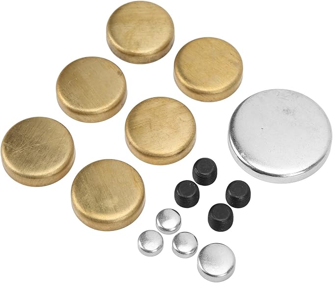 15Pcs Freeze Plug Installation Tool, MPE-108BR Engine Freeze Plug Kit, Brass Engine Expansion Plugs Replacement for Engines 255ci 260ci 289ci 302ci 351ci 1962-2001