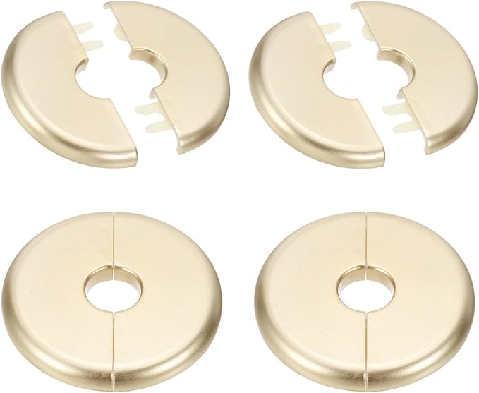 PATIKIL Wall Split Flange 70mm / 2.8" OD, 4 Pcs Round Escutcheon Plate Cover PPR Plumbing Cover Plates with Self-Adhesive Tape for 17mm / 0.7" Dia Water Pipe Faucet, Gold