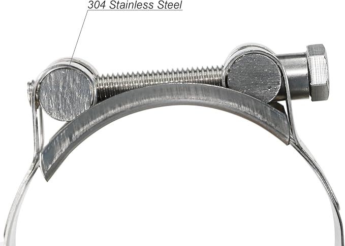 AKIHISA T-Bolt Hose Clamp,122-130mm OD Range 304 Stainless Steel Pipe Strap Clamp, Adjustable Heavy Duty Tube Clamp (2Pack, 4.80" to 5.12")