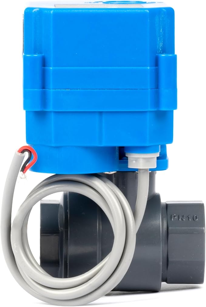 U.S. Solid 1/2 inch UPVC Motorized Ball Valve - AC 85V-265V Plastic Electrical Ball Valve with Full Port, 2 Wire Auto Return, Normally Closed
