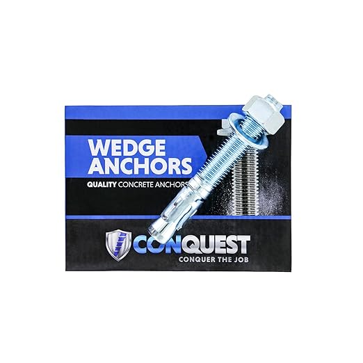 Conquest 3/4" x 5-1/2" Zinc Wedge Anchors (Box of 10) – High Performance Concrete Anchors – Rust Resistant Zinc Plating for Dry Interior Environments – Heavy Duty Fastener for Concrete