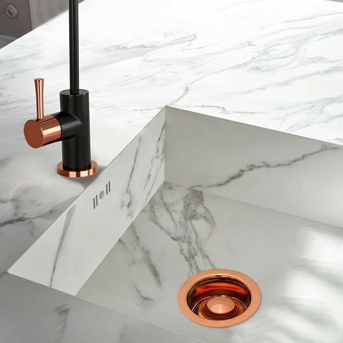 Akicon Kitchen Sink Antique Copper Finish Garbage Disposal Flange Stopper, One Size Disposal Rim, Fit 3-1/2 Inch Standard Sink Drain Hole, Rose Gold