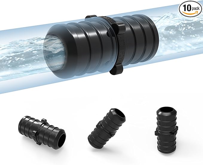 (Pack of 10) Topaipe 3/4 Inch PEX Poly Crimp Coupling, PPSU Crimp Coupling for Pipe, Plumbing Fittings, Poly Full Flow Fittings for PEX Tubing, ASTM F2159