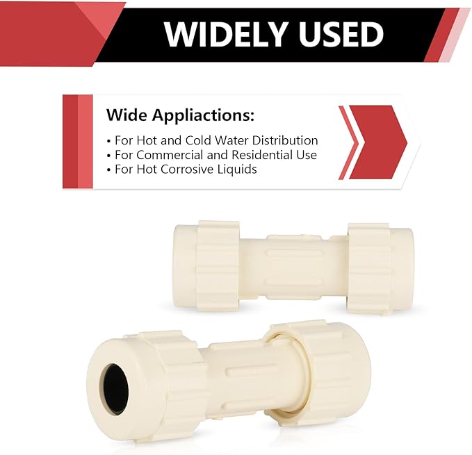 (Pack of 50) EFIELD 3/4"Compression Coupling,CPVC Fittings for Plumbing Installations and Repair (3/4"x3/4"COM),(CPVC052-5-50PCS)