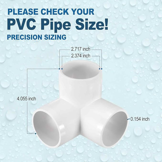 2 Pack 2" SCH40 PVC Elbow Pipe Fitting, 3-Way PVC Elbow Corner Side Outlet Tee Fitting, Furniture Grade Pipe Connectors for DIY Creative Project, Pond Protection, Socket x Socket