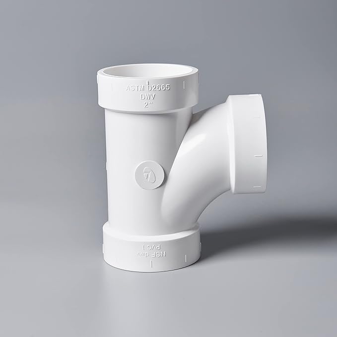 Rainbow Dream 1-1/2 Inch DWV PVC Tee Pipe Fitting Adapter - 2 pcs, White