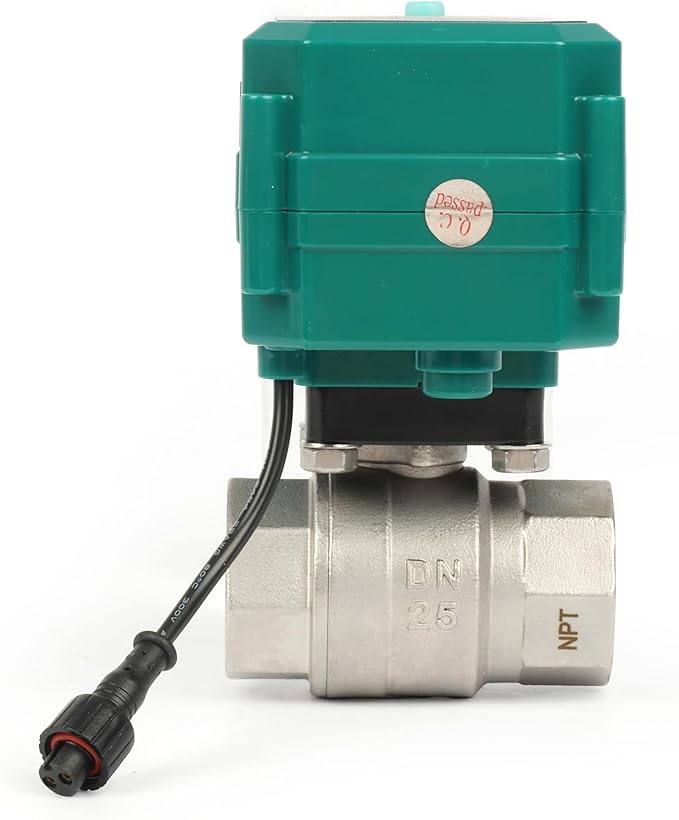 U.S. Solid 1" Smart Motorized Ball Valve - Stainless Steel Remote App Mobile-control Electrical Ball Valve with Manual Switch, Plug Connection