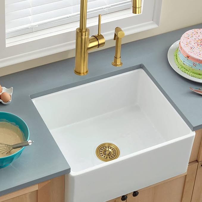 Akicon Kitchen Sink Brass Gold Finish Garbage Disposal Flange Stopper, One Size Disposal Rim, Fit 3-1/2 Inch Standard Sink Drain Hole 2.85" Height
