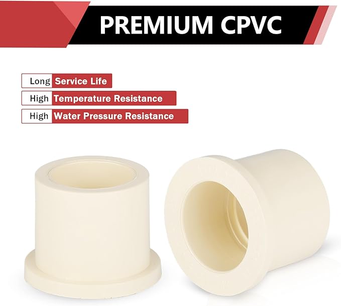 (50 Pack) EFIELD CPVC Reducing Bushing Fittings, 1" CTS Spigot x 3/4" CTS Slip (Socket),(CPVC044-10-50PCS)
