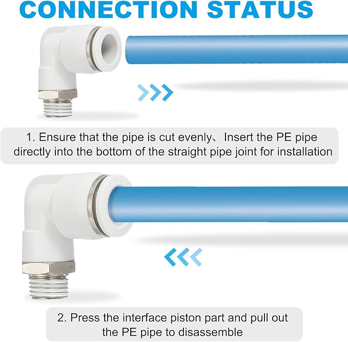 PATIKIL Push to Connect Fitting, 2 Pack Pneumatic Air Elbow Quick Connector 1/4"PT Male Thread x 12mm Tube 90 Degree Connect Tubing Elbow Air Tube Fitting Pneumatic Quick Adapter, White