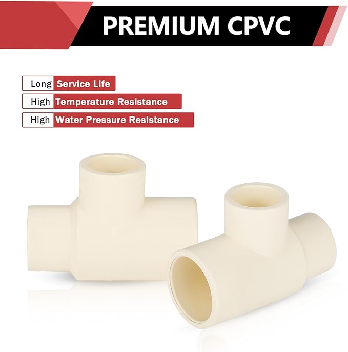 30-PACK EFIELD CPVC Tee Fittings,3/4"x1/2"x1/2" CPVC-CTS Slip Reducing Tee,(CPVC023-10-30PCS)