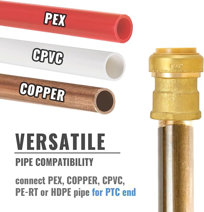 SUNGATOR Pushfit Female Adapter, 1 Inch Push x 1 Inch FNPT Adapter, No Lead Brass Push to Connect Plumbing Fitting to Work with Pex, Copper, CPVC, with 1 Disconnect Clip, Pack of 2