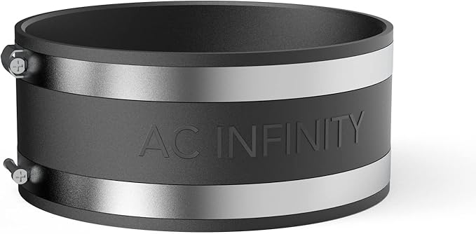 AC Infinity Noise Reduction Clamp 6-Inch, Duct Coupler with Stainless Steel Clamps, Flexible Rubber Coupling for Inline Fans and Carbon Filters in Growing and HVAC