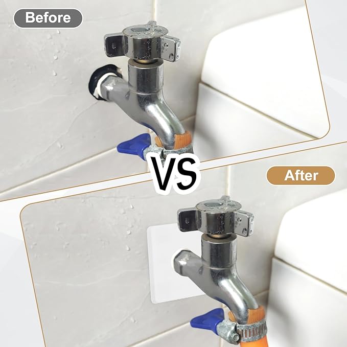 PATIKIL Wall Split Flange 86mm / 3.4" OD, 4 Pcs Square Escutcheon Plate Cover PPR Plumbing Cover Plates with Self-Adhesive Tape for 27mm / 1.1" Dia Water Pipe Faucet, White