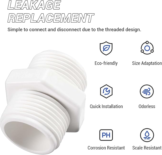 10 Pcs 1/2 Inch PVC Pipe Fittings Hex Nipple G1/2 X G1/2 Male Thread Coupling Adapter Connector