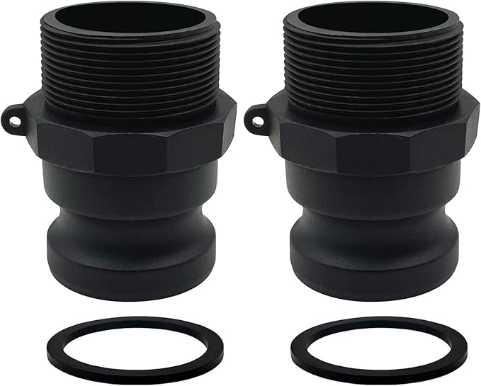 2PCS Camlock Fittings Poly NPT F-75 3/4" Type F Standard Couplings Cam lock Fittings Polypropylene Cam Groove Fitting Male Camlock with Male Threads (0.75 inch, Type F)