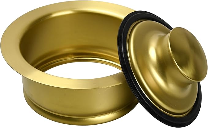 Sink Flange Gasket for Garbage Disposal and Sink Stopper Stainless Steel 3-1/2 inch Standard Sink Drain Opening Kitchen Sink Replacement Accessories (Gold Polished Brushed)