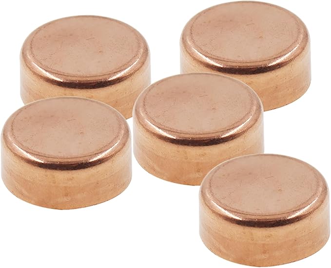 Copper Pipe Cap,TTZEZE Copper End Cap,Certified Safe Pressure Copper Cap Plug,Solid Sweat Solder Connection,Pure Copper Plumbing Cap for Plumbing HVAC Air Conditioner 16mm/0.63'' 10PCS