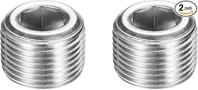 PATIKIL 2 Pcs 304 Stainless Steel Pipe Plug M20 x 1.5 Male Internal Hex Thread Socket Pipe Plug Hex Countersunk Pipe Fitting for Sealing Water Oil Gas Pipeline, Silver