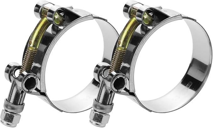 2 Pack 3.15" T-Bolt Hose Clamps, 304 Stainless Steel Turbo Intake Clamp, Working Range 3.43"-3.74"(87-95mm) for 3.15" I.D. Hose with 5mm Wall Thickness.(Measure your hose O.D. before buying)