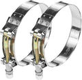 2 Pack 4" T-Bolt Hose Clamps, 304 Stainless Steel Turbo Intake Clamp, Working Range 4.25"-4.57"(108-116mm) for 4" I.D. Hose with 5mm Wall Thickness.(Measure your hose O.D. before buying)