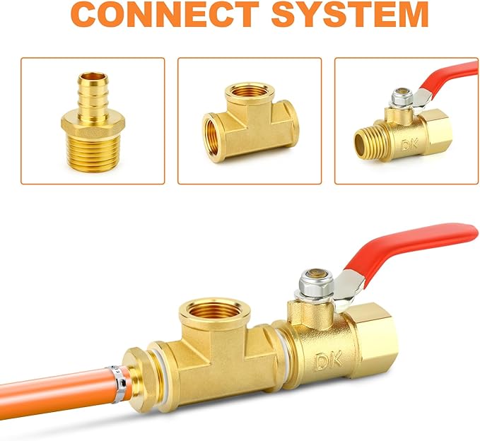 GASHER 2Pcs No Lead Brass 3/4" Pex Male Adapter, 1/2" Male NPT to 3/4" PEX Adapter for Pex Tubing