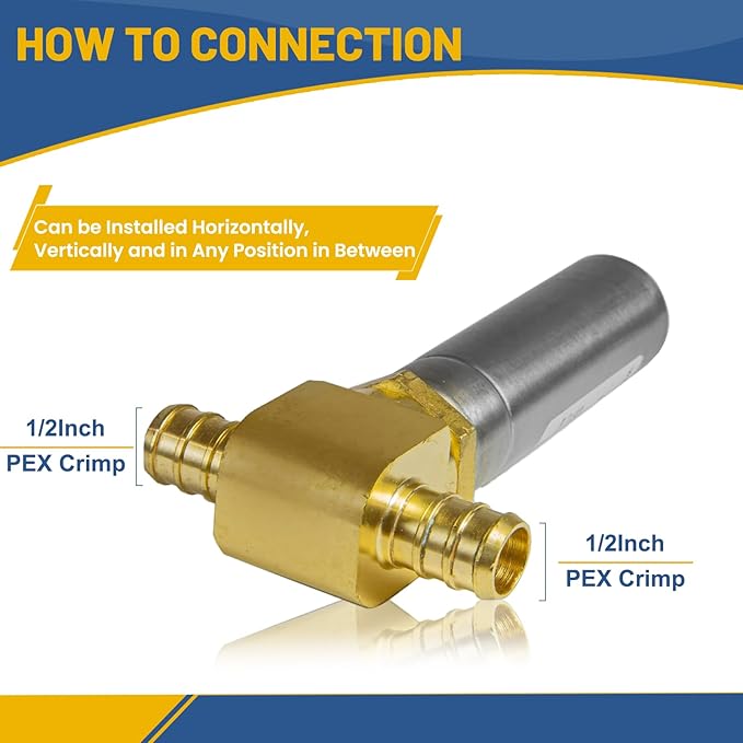 Water Hammer Arrestor,1/2Inch Tee Stainless Steel Water Arrestor,Pex Crimp Connection(5PACK,Stainless Steel Arrestor)(HAMMER011-5Pack)