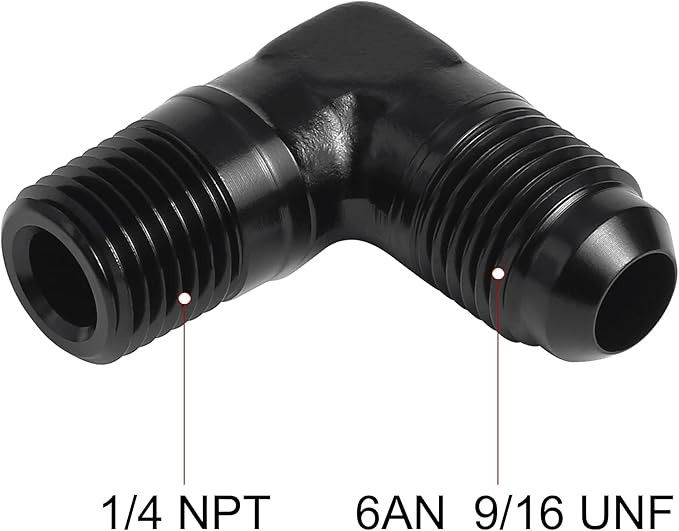 EVIL ENERGY 6AN to 1/4" NPT Male 90 Degree Fitting Adapter Aluminum