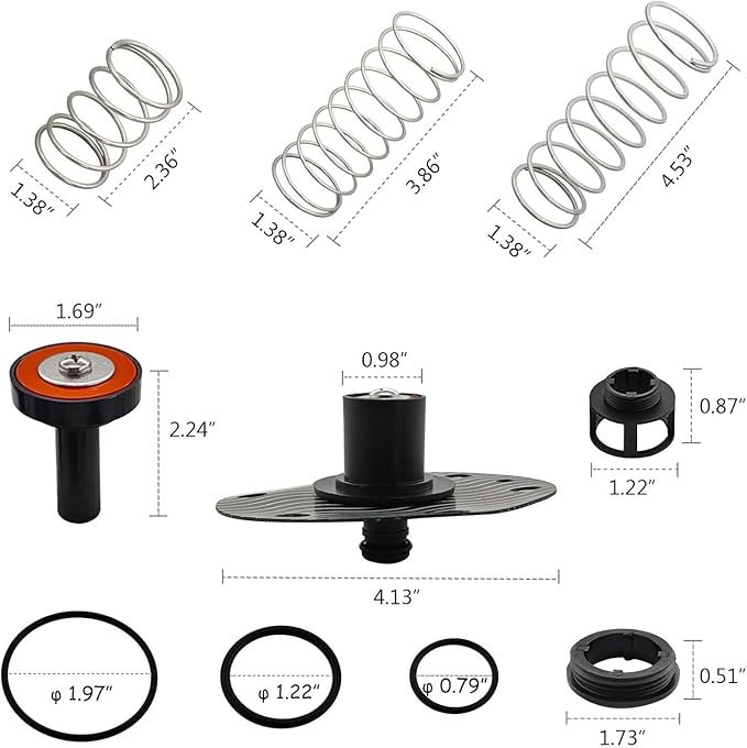 Generic 3/4""-1"" Complete Backflow Repair Kit for 975XL 975XL2 Backflow Preventer Complete Internal Poppets Springs Seats Replacements RK34-975XLC, Black