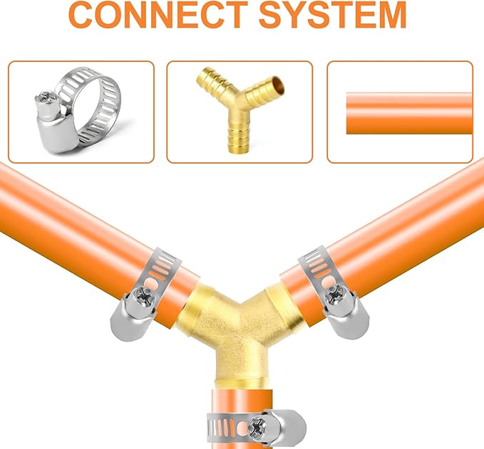 GASHER 2Pcs 1/4 Inch Brass Hose Barb, 3-Way Y-Shaped Hose Fitting Intersection/Lquid/Fuel/Air