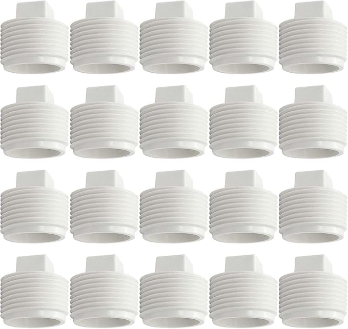 YSIL 20 Pack 1/2" Sewer Cleanout Cap NPT Cleanout Plug Male Adapter Male Threaded Pipe End Cap for Drain Pipe