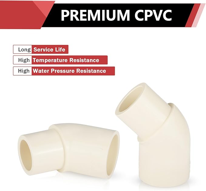 50-PACK EFIELD CPVC Street Elbow,1" Spigot x 1" Slip 45-Degree Elbow Fitting,(CPVC012-10-50PCS)